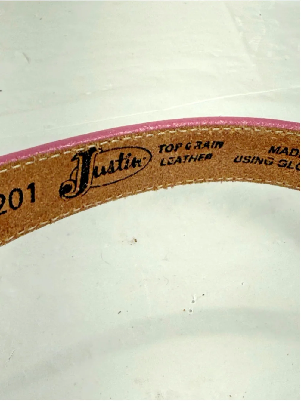 Justin New Lil Beauty Top Grain Leather Belt Size 22 Made In USA Excellent Cond